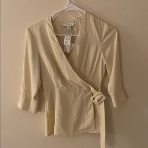 Topshop Cream Wrap Blouse with Buckle
